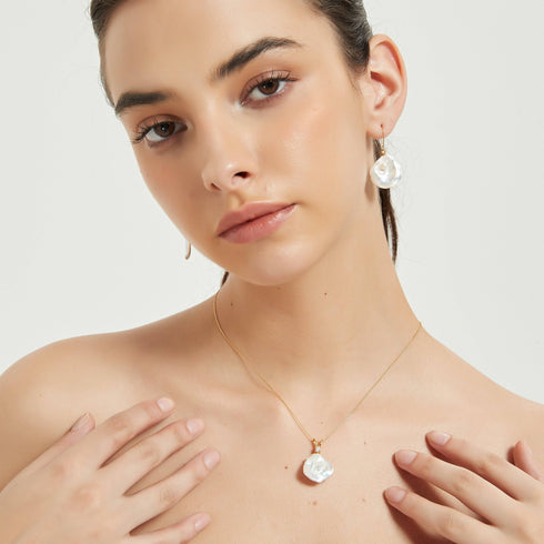 Petal-Shaped Baroque Pearl Drop Earrings - House Of Pearls